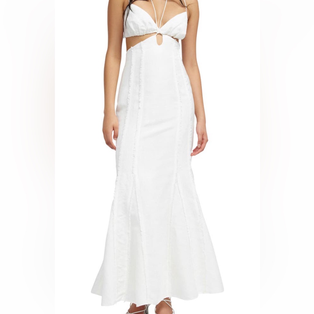 Significant Other Cut Out Strappy Linen Dress